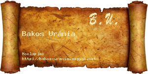 Bakos Uránia névjegykártya